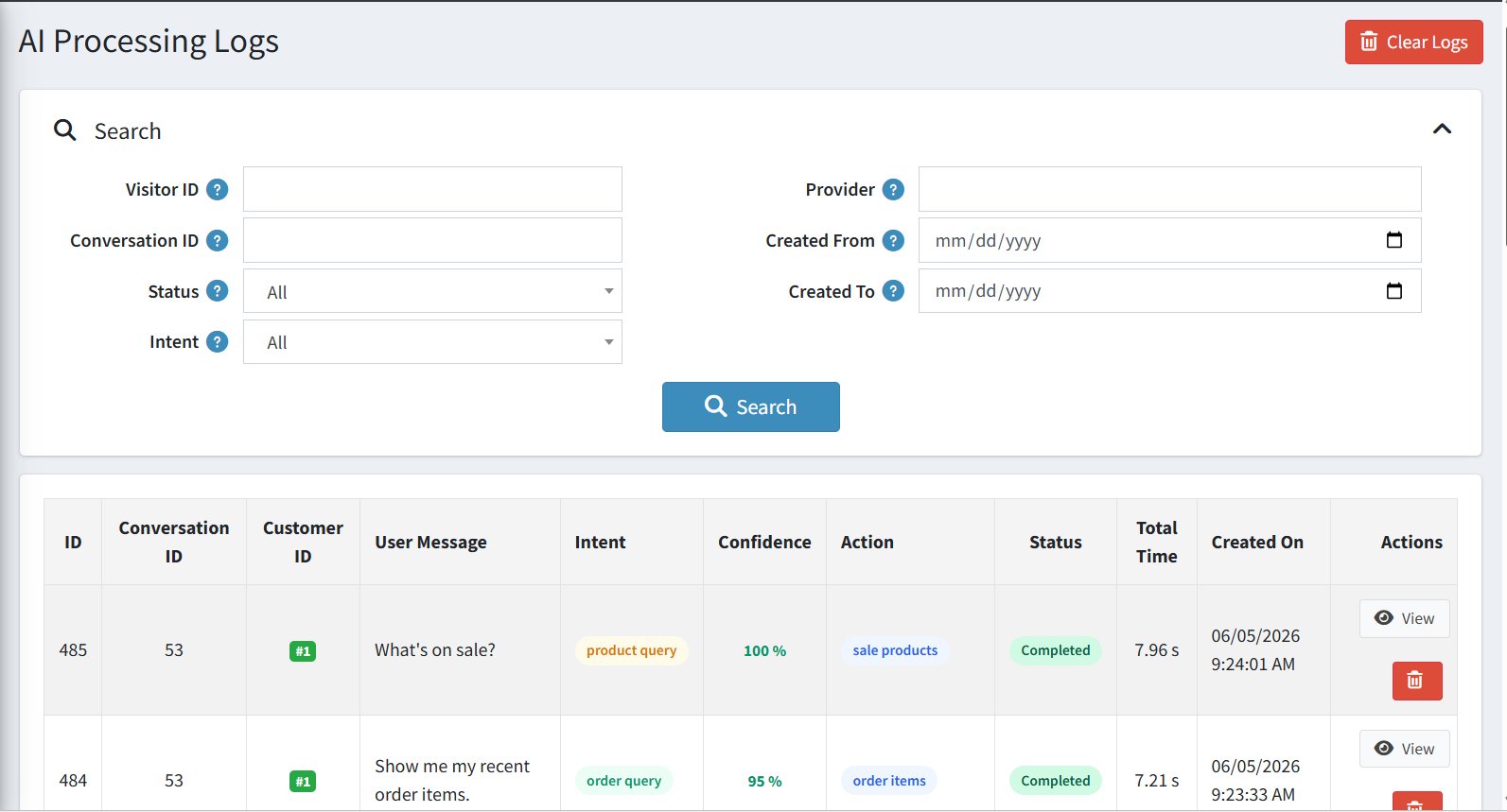 AI Processing Logs