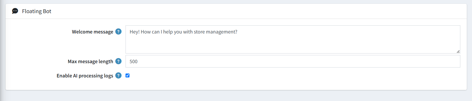 Floating Bot Settings