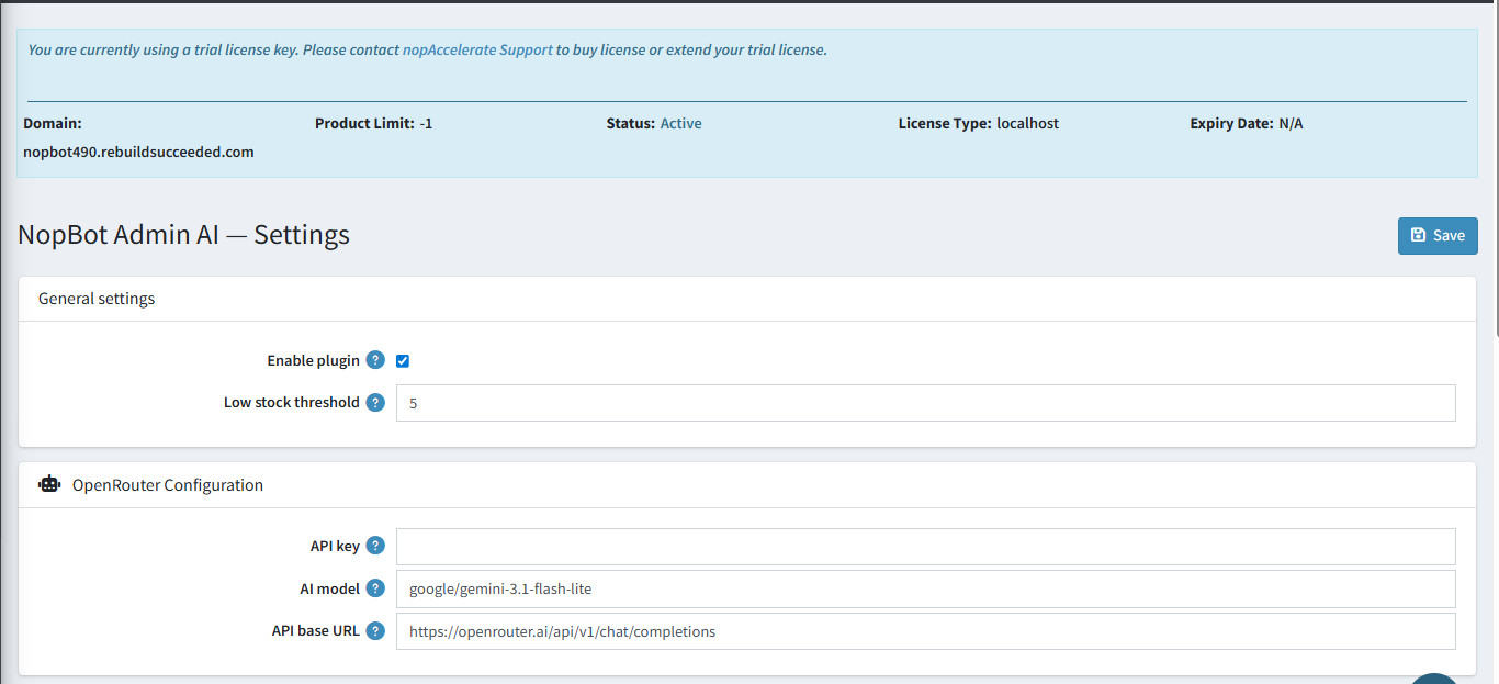 Settings Page