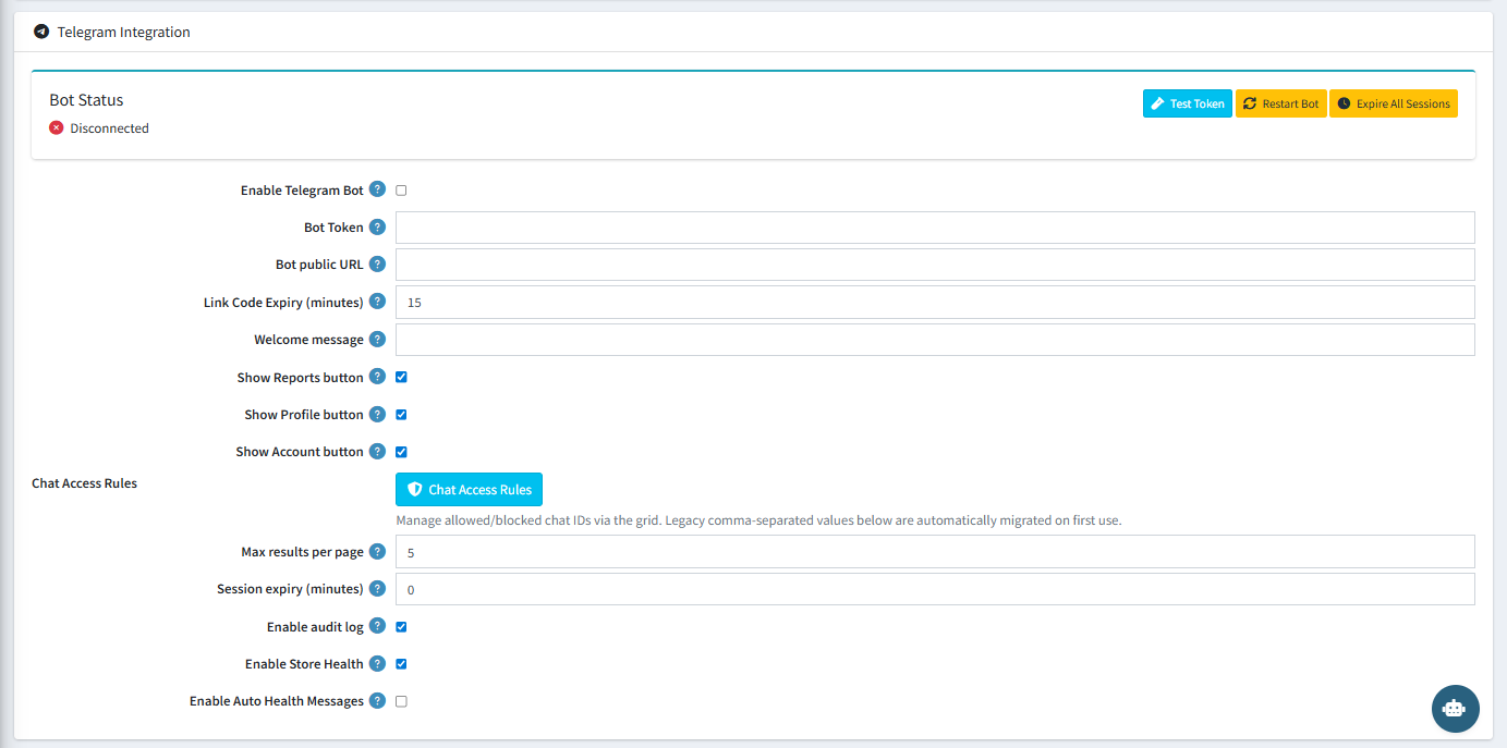 Telegram Integration Settings